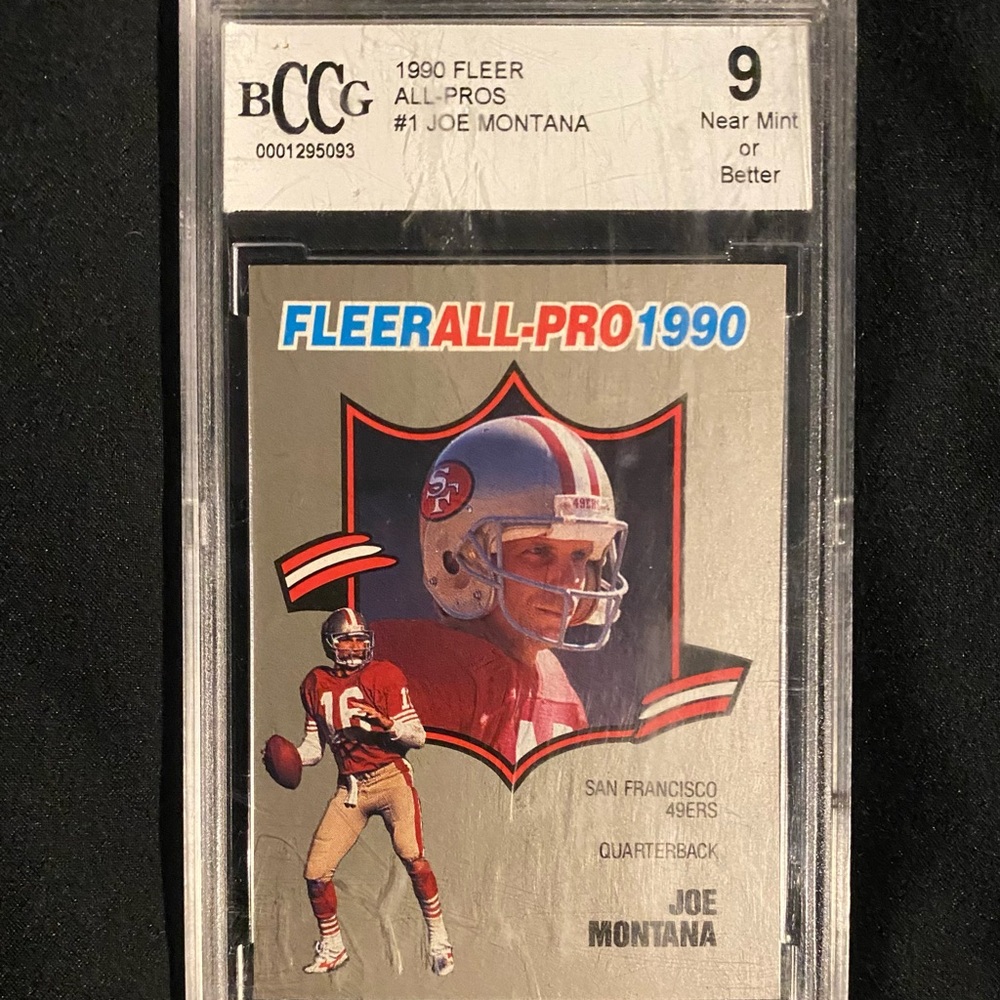 1990 FLEER ALL-PRO #1 JOE MONTANA HOF BCCG 9